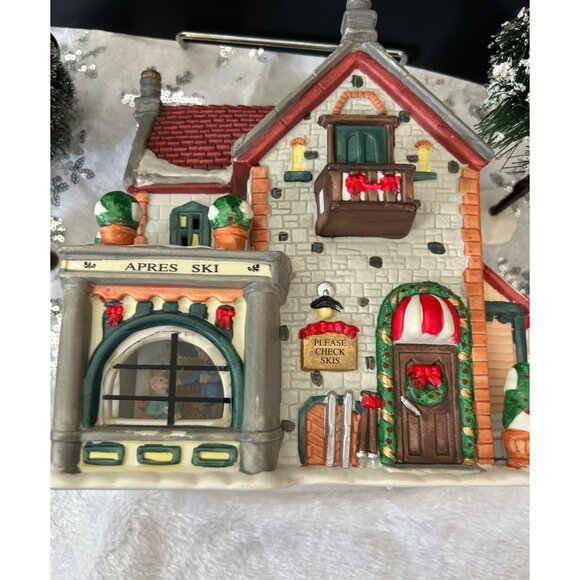 Christmas Village Scene With Accessories - Apres Ski Shop Trees Santa & Snowman - Picture 11 of 15